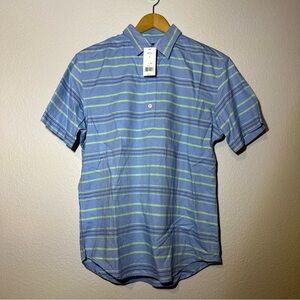 Banana Republic Polo Adult Small Blue Oxford Shirt Cotton Short Sleeve‎ New